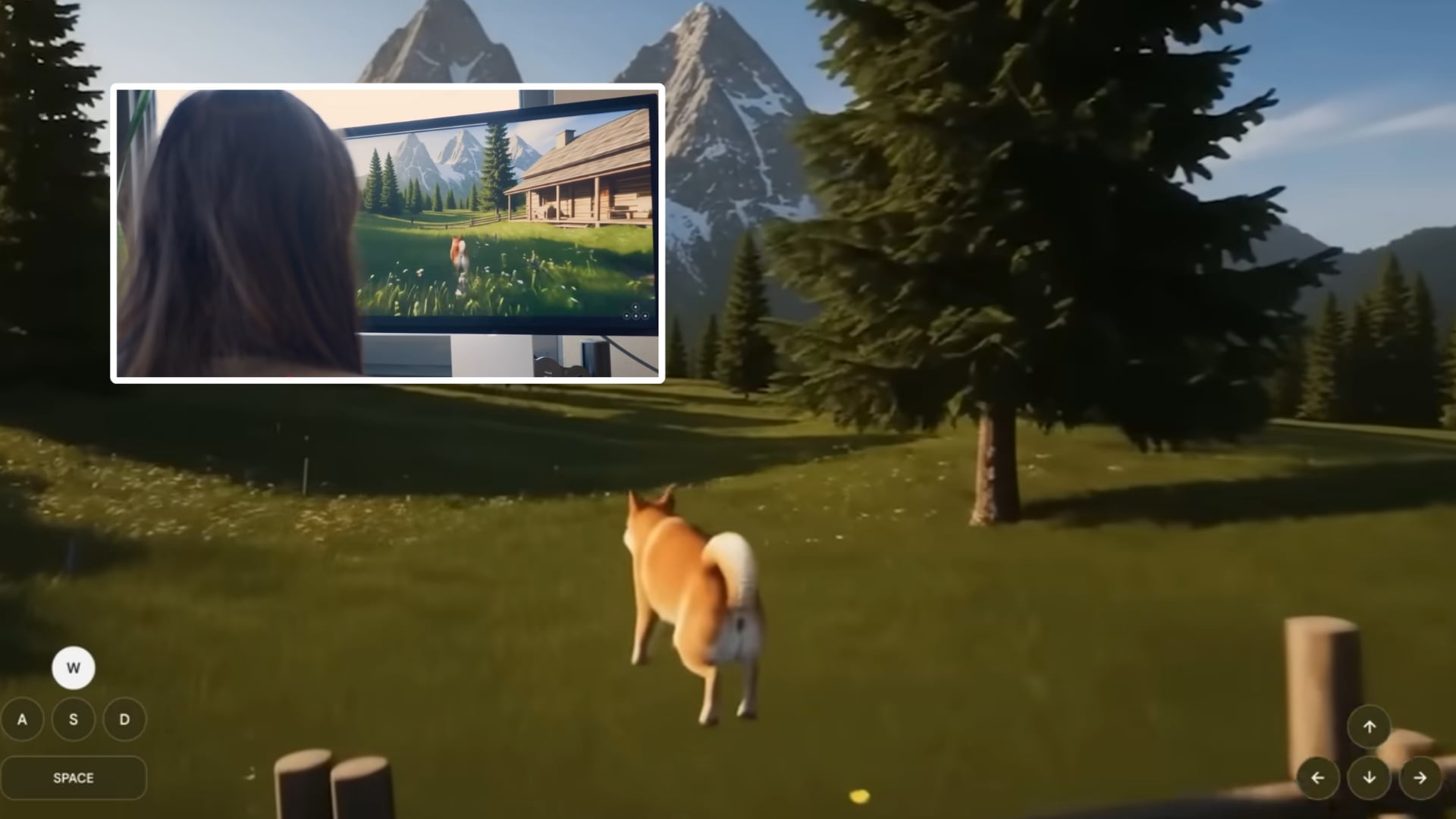 Project Genie incorpora física realista y la posibilidad de interactuar con objetos del entorno. (Composición Infobae: YouTube Google DeepMind)