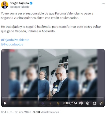 Sergio Fajardo denunció intentos de condicionarlo para apoyar a Paloma Valencia - crédito @sergio_fajardo/X