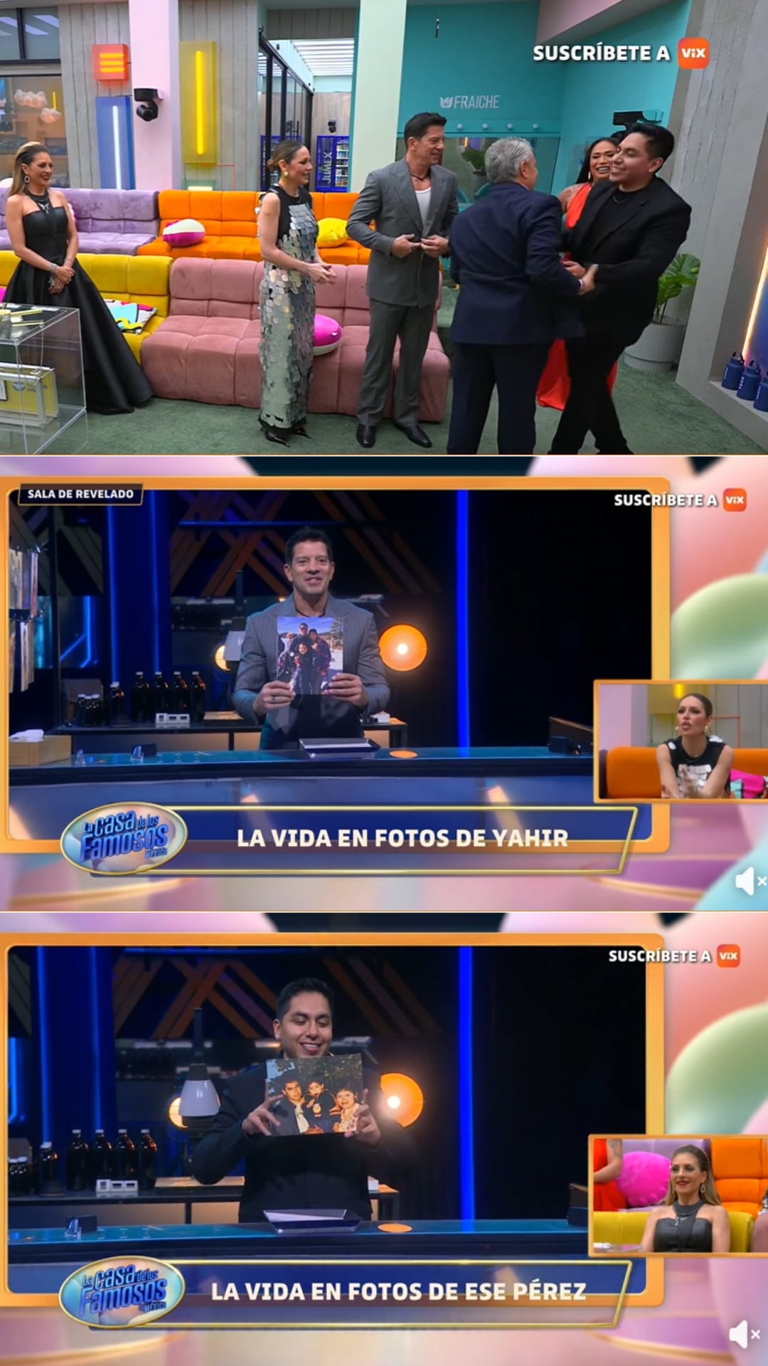 Los participantes del programa La Casa de los Famosos México presentan fotografías personales durante una emisión. (Facebook: La Casa de los Famosos México 4)