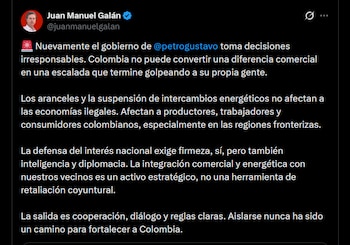 Juan Manuel Galán reaccionó a