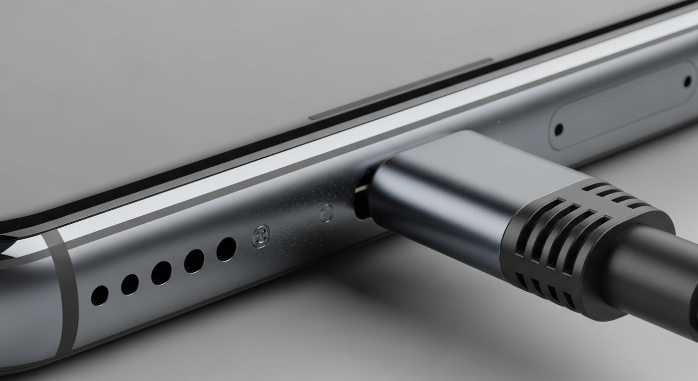 Un teléfono móvil que solo carga o transfiere datos en una posición del USB-C puede tener suciedad, desgaste o daño físico en el puerto o el cable. (Imagen Ilustrativa Infobae)