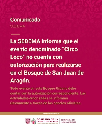 Comunicado digital con texto sobre fondo magenta y los logotipos de la Secretaría del Medio Ambiente y del Gobierno de la Ciudad de México