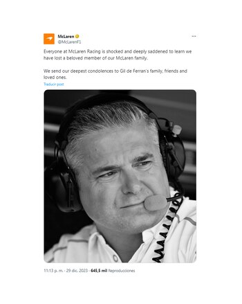 El posteo de McLaren que