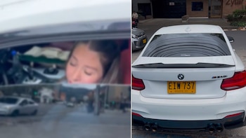 Mujer que dijo ser funcionaria del Concejo de Bogotá cruzó carro de lujo en un andén y respondió reclamo “cagada de la risa”
