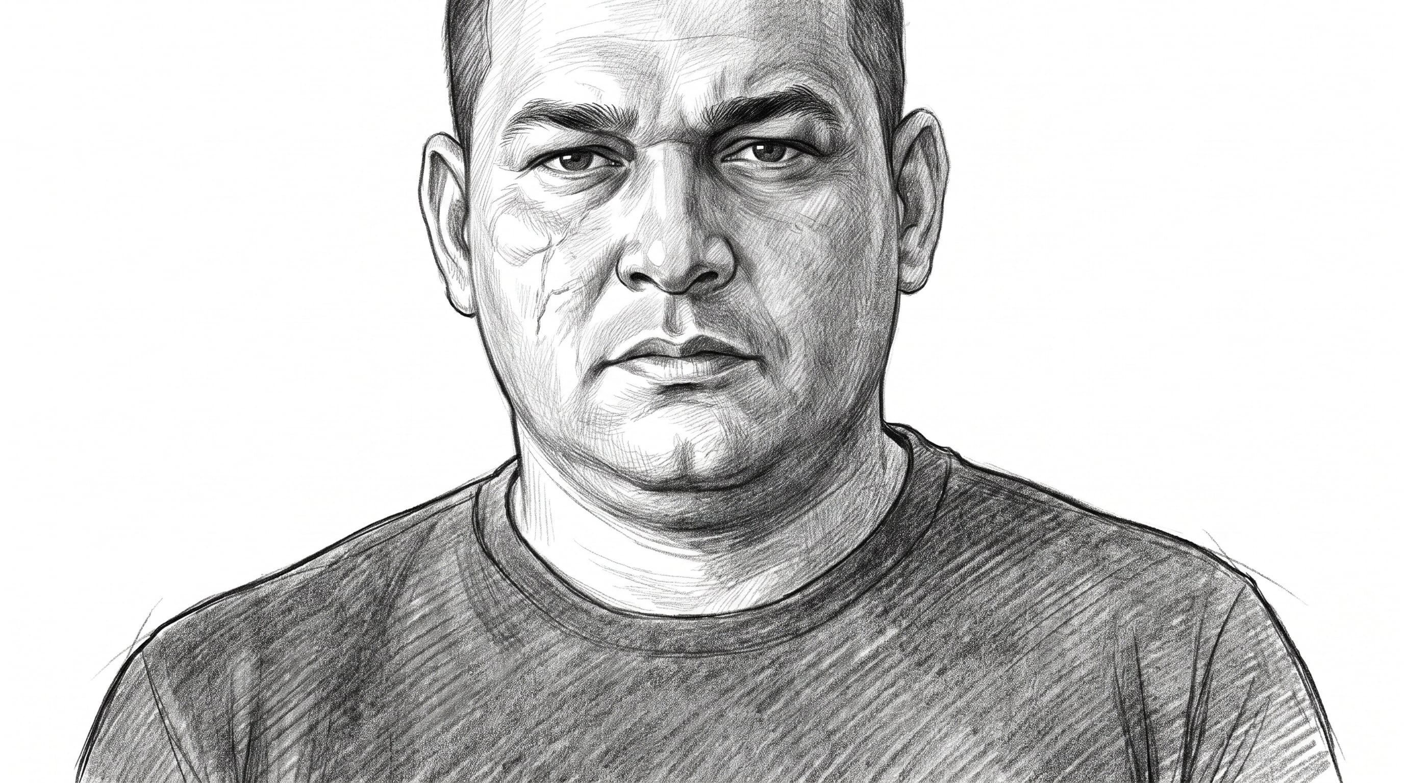 Un dibujo periodístico de Alejandro Arias Monge, conocido como Diablo, lo muestra con rostro alargado y una cicatriz en la mejilla izquierda, siendo el criminal más buscado de Costa Rica. (Imagen Ilustrativa Infobae)