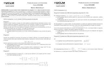 Examen Matemáticas II de Castilla-La Mancha de la PAU ordinaria 2025-2026.