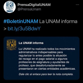 La UNAM informó que ha
