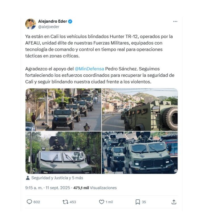 Este fue el mensaje que causó la polémica entre el presidente Gustavo Petro y el alcalde Alejandro Éder, pues el mandatario local no lo nombró - crédito @alejoeder/X