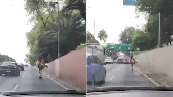 Captan a persona en scooter sobre carriles de Viaducto, video desata críticas