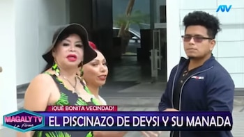 Deysi Araujo desafía a sus vecinos tras ganar juicio y organiza celebración en las áreas comunes. Captura: Magaly TV La Firme.