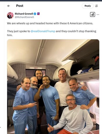 Richard Gernell, enviado de Donald Trump, se reunió con Nicolás Maduro en Venezuela - crédito @RichardGrenell