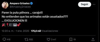 Molestia de Amparo Grisales por la pólvora