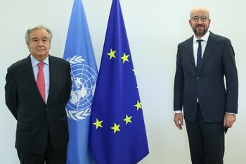 Antonio Guterres y Charles Michel.