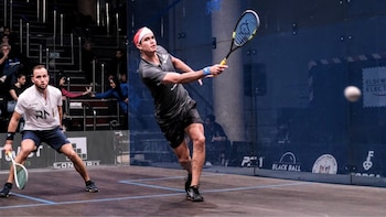Diego Elías viene participando en el Black Ball Squash Open 2023 que se realiza en Egipto. (psaworldtour)
