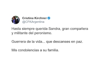 Cristina Kirchner también envió sus