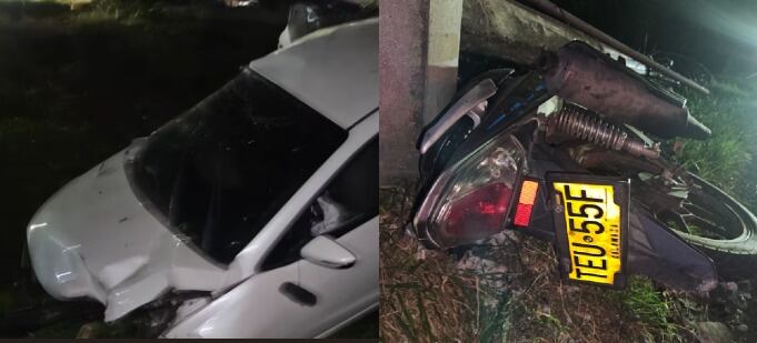 En la madrugada del domingo se registró un fuerte siniestro entre dos vehículos en la vía Cali - Jamundí - crédito Secretaría de Movilidad Cali