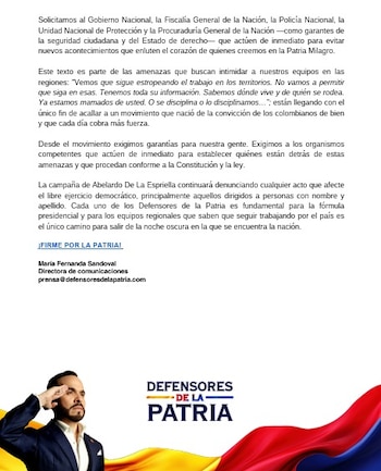 La agrupación política señaló que en las sedes de ambos departamentos se recibieron imágenes con fotografías de miembros de Defensores de la Patria, en las que se marcaba con una “X” en color negro a los coordinadores locales - crédito Defensores de la Patria