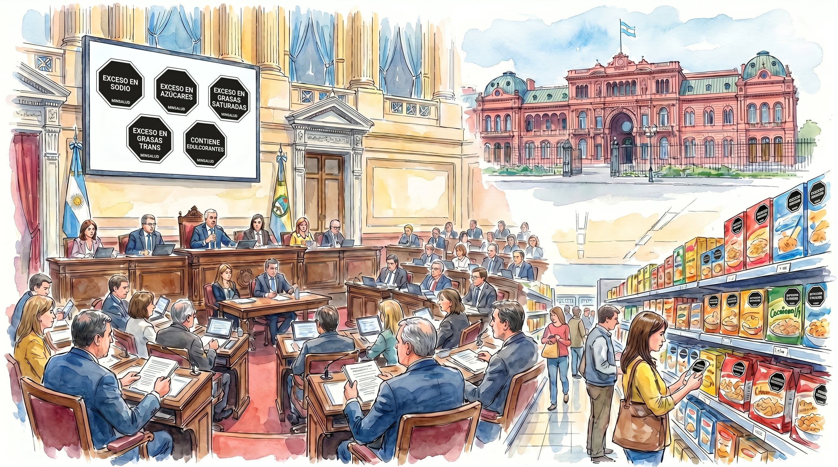 La derogación de la ley de Etiquetado Frontal aún no se debate, pero la oposición advierte que el Gobierno busca repuntar el consumo (Imagen Ilustrativa Infobae)