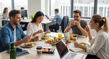 Cuatro jóvenes profesionales disfrutan de
