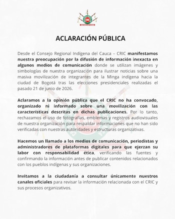 crédito @CRIC_Cauca/X