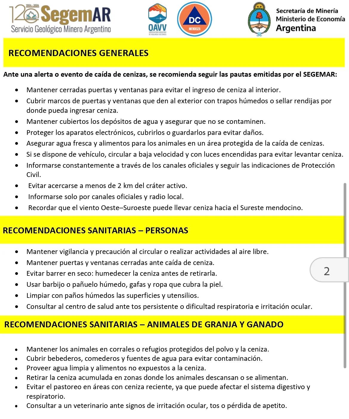 Las autoridades recomendaron el uso de barbijo y protección ocular ante la presencia de ceniza en suspensión