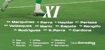 Este fue el primer once titular de Lucas González como director técnico de Atlético Nacional en partidos oficiales - crédito Atlético Nacional