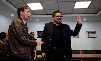 FILE PHOTO: Ivan Marquez of the political party of FARC is seen after a news conference in Bogota, Colombia April 10, 2018. REUTERS/Jaime Saldarriaga/File Photo