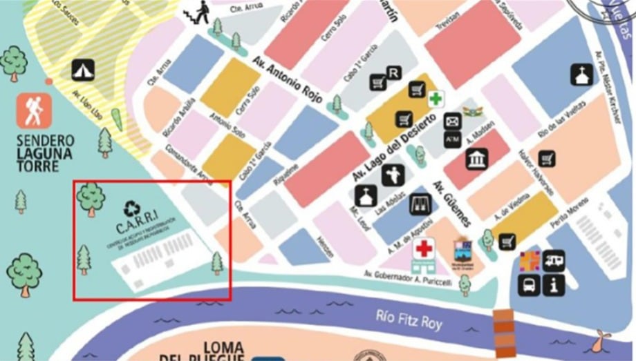 El mapa con la zona en observación