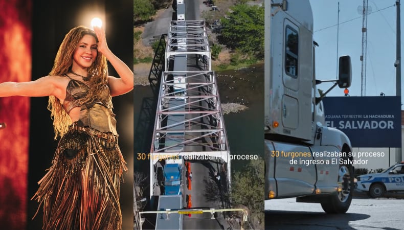 El equipo técnico y logístico de Shakira llegó a San Salvador con maquinaria especializada para sus conciertos. (Cortesía: Qué Chivo Aquí)