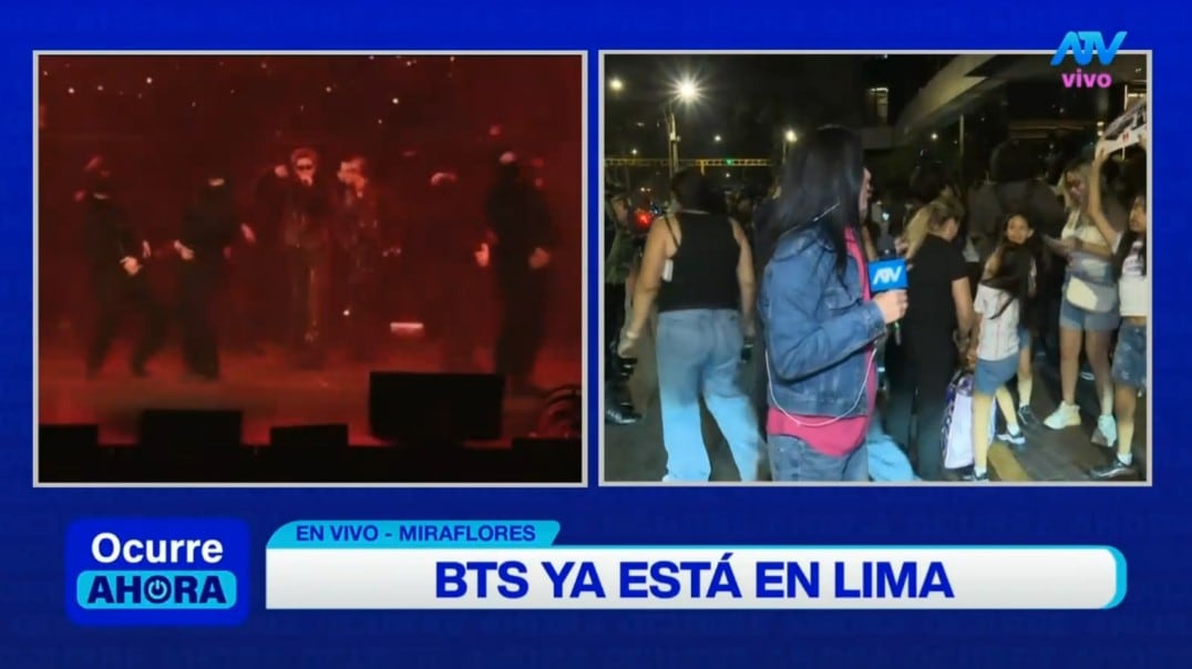 BTS en Lima: ARMY toma los alrededores del hotel y espera con emoción la salida del grupo. Captura: ATV Noticias.