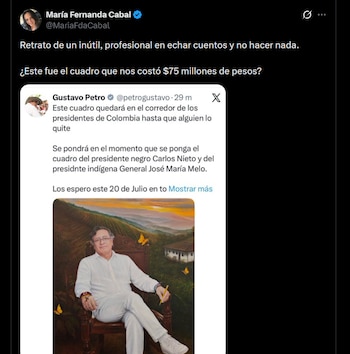 María Fernanda Cabal - crédito @MariaFdaCabal/X