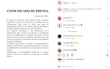 El equipo de prensa de Emilia Mernes difundió un comunicado para desmentir los rumores que la vincularon con Rodrigo de Paul en una fiesta
