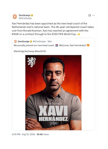 Xavi Hernández, nuevo DT de Holanda