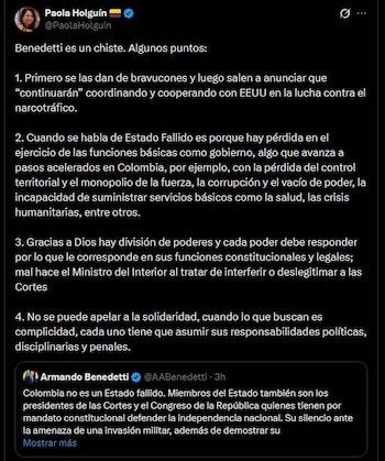 Holguín denuncia contradicciones del Gobierno