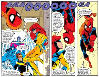 Spectacular Spider-Man #198 reunió otra vez a Jean Grey y Spider-Man en un rescate de los X-Men, con Jean desactivando el campo eléctrico del Power Professor