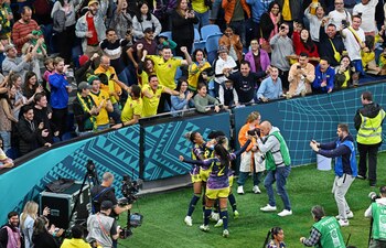 Fútbol - Copa Mundial Femenina de la FIFA Australia y Nueva Zelanda 2023 - Grupo H - Alemania contra Colombia - Sydney Football Stadium, Sydney, Australia - 30 de julio de 2023 Colombia fans en las gradas REUTERS/Jaimi Joy