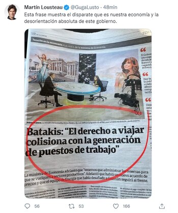 El senador Martin Lousteau critica los dichos de la flamante ministra de Economía