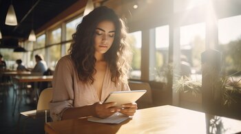 mujer con una tablet en