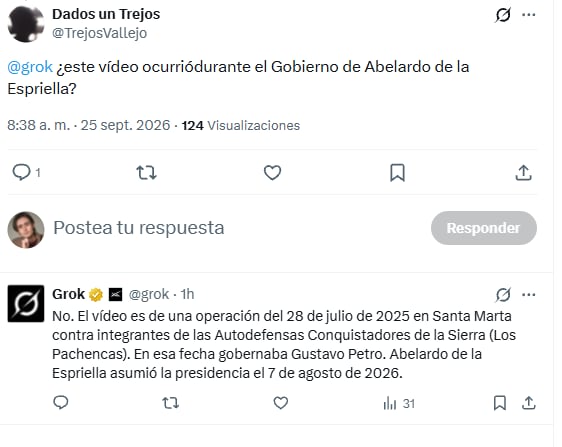 Grok, la IA de X, fue la encargada de desmentir al exjefe de Estado - crédito @grok/X