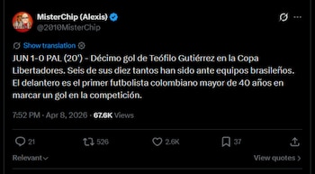 El estadígrafo español reseñó el récord que logró el atacante colombiano-crédito @2010MisterChip/X