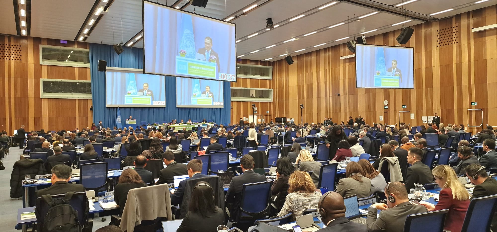 La delegación salvadoreña destaca en Viena la importancia de plataformas tecnológicas para la trazabilidad y monitoreo de medicamentos controlados./(Redes de Noe García)