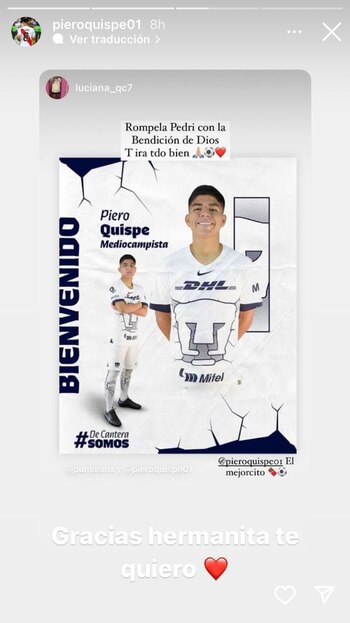 Hermana menor de Piero Quispe