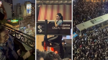 Charly García salió al balcón a festejar el histórico triunfo de Argentina en la esquina que lleva su nombre