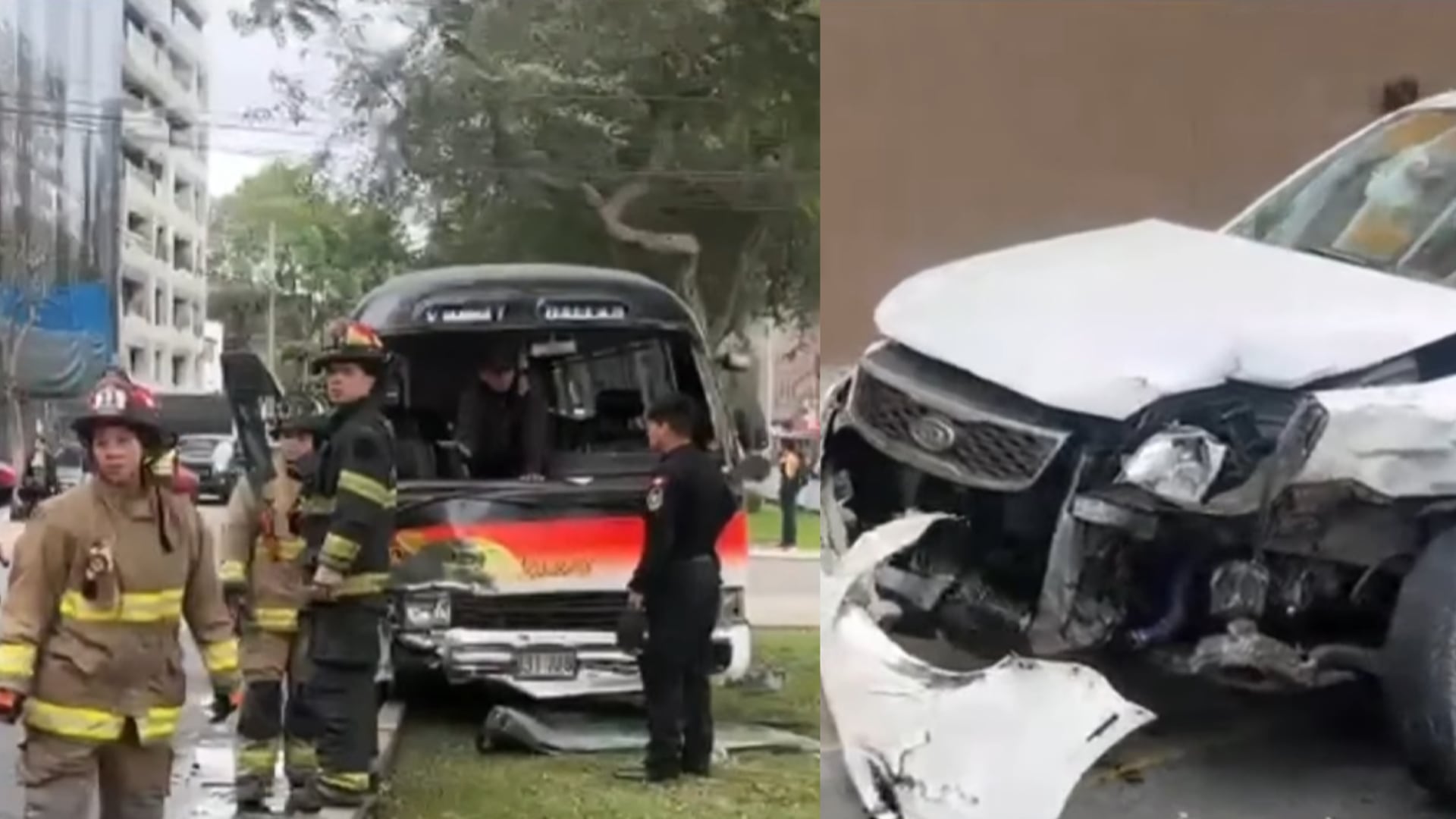 Seis heridos tras choque entre una cúster y un auto en Miraflores | Foto: Exitosa Noticias