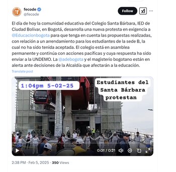Fecode criticó presencia de la