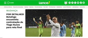 Tiago Nunes cerca de de dirigir Botafogo: captura de Lancenet