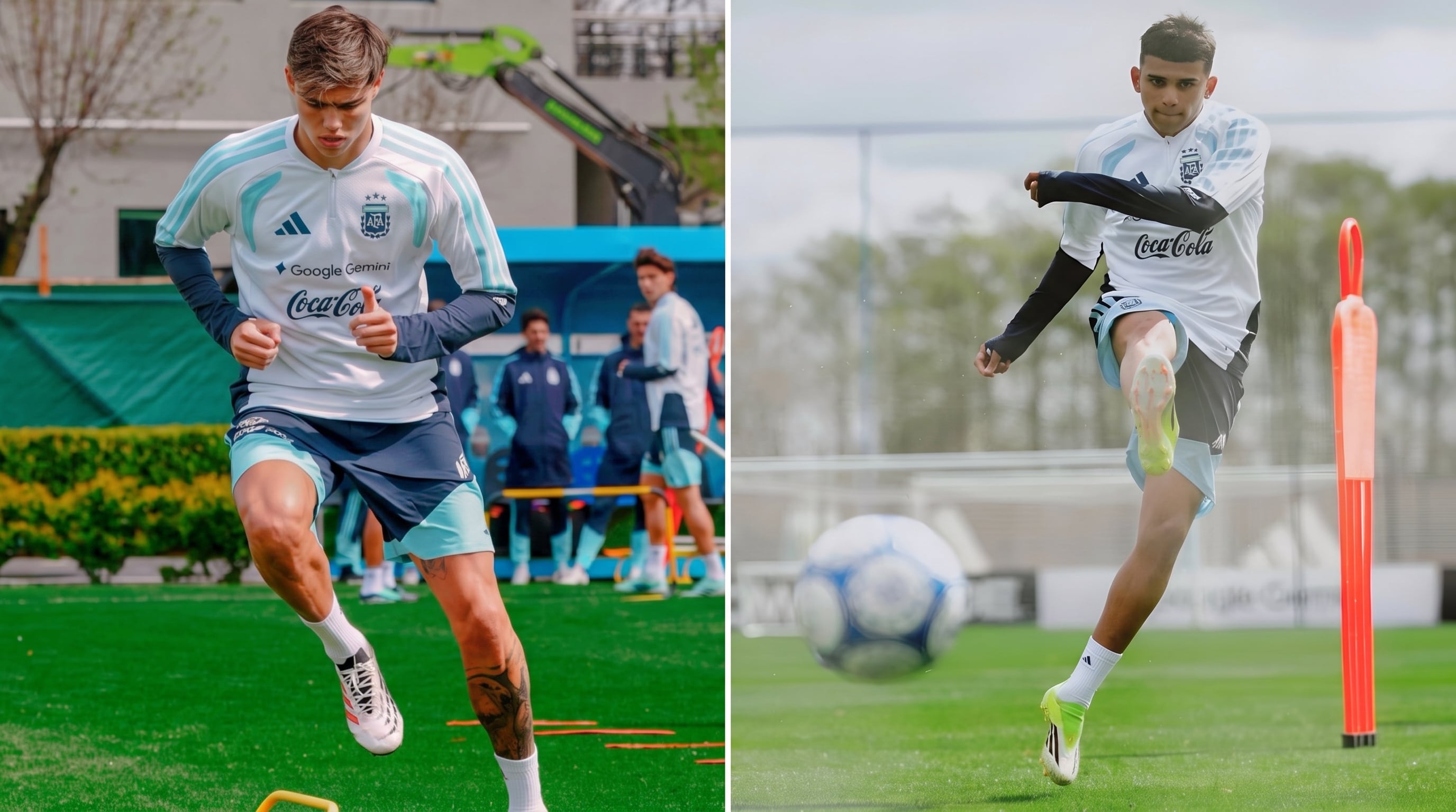 Tomás Palacios y Leonel Flores durante el entrenamiento de la selección argentina (Instagram)