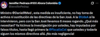Jennifer Pedraza pidió la intervención