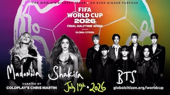 Shakira, Madonna y BTS serán los encargados de liderar el espectáculo del medio tiempo de la final de la Copa Mundial de Fútbol 2026