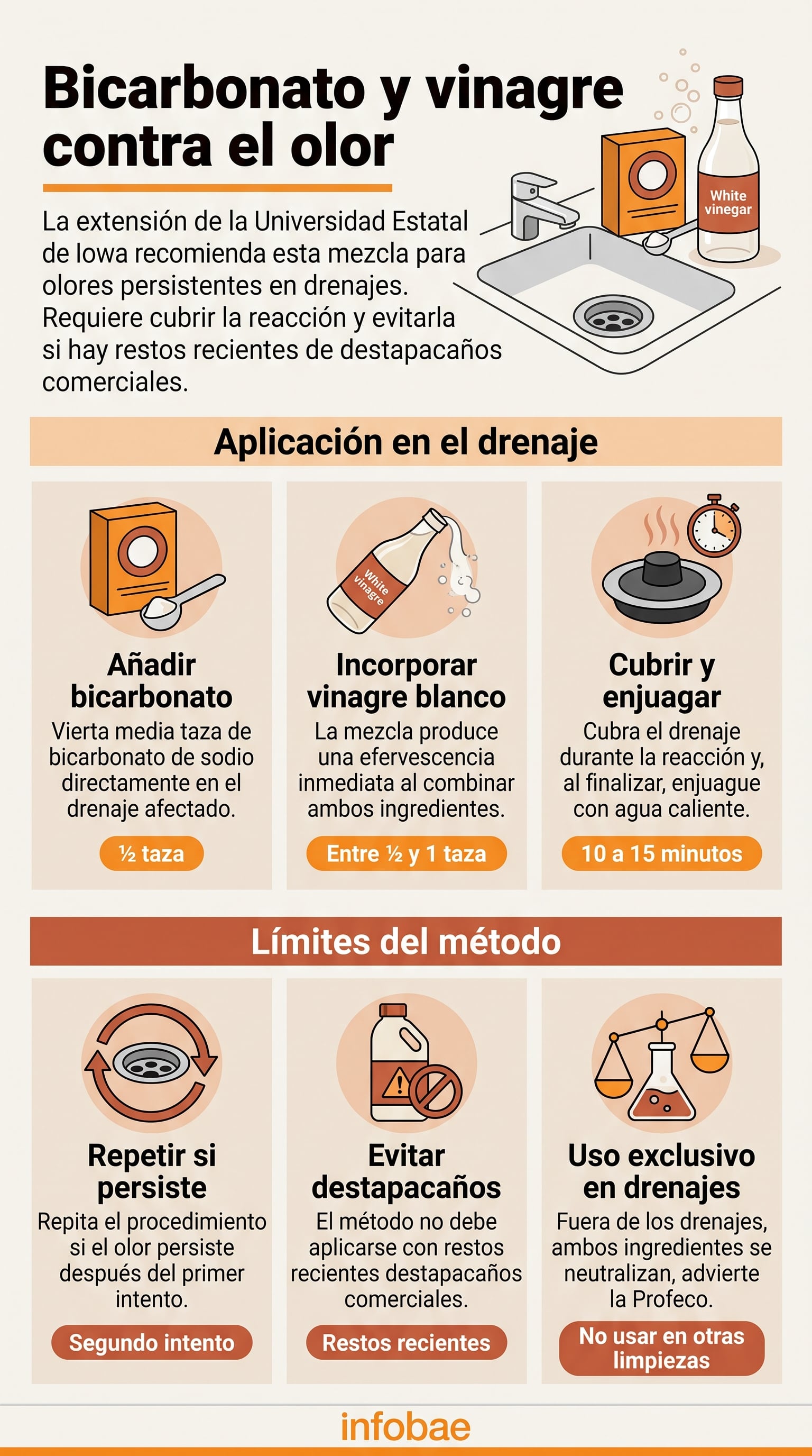 El bicarbonato de sodio actúa neutralizando tanto olores ácidos como alcalinos dentro del drenaje. (Imagen Ilustrativa Infobae)